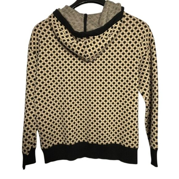 Anne Klein Hoodie Size M Geometric Black Tan Beige New - Picture 4 of 8